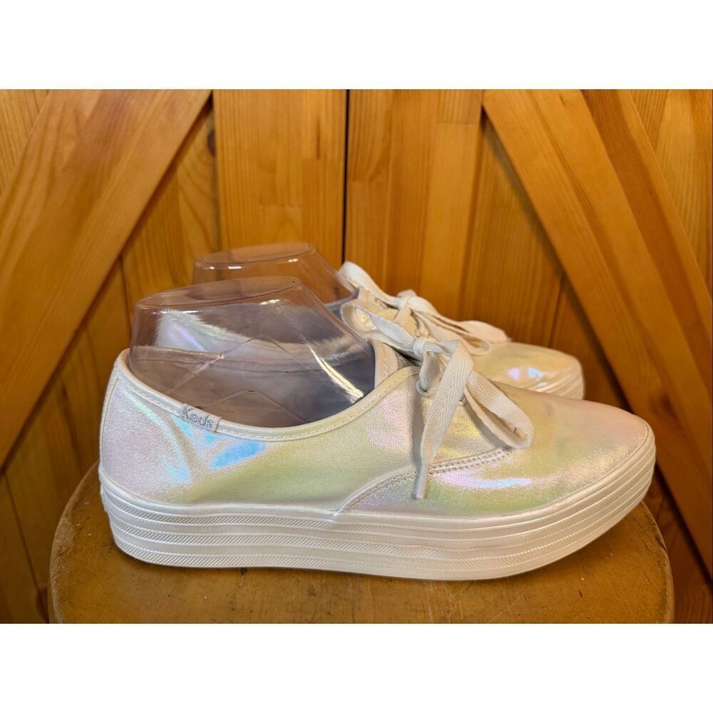 Keds Iridescent Low-Top Platform Sneakers in White